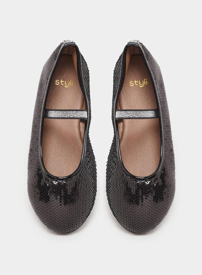 Styli Girls Black Sequin Ballerinas - Image 5